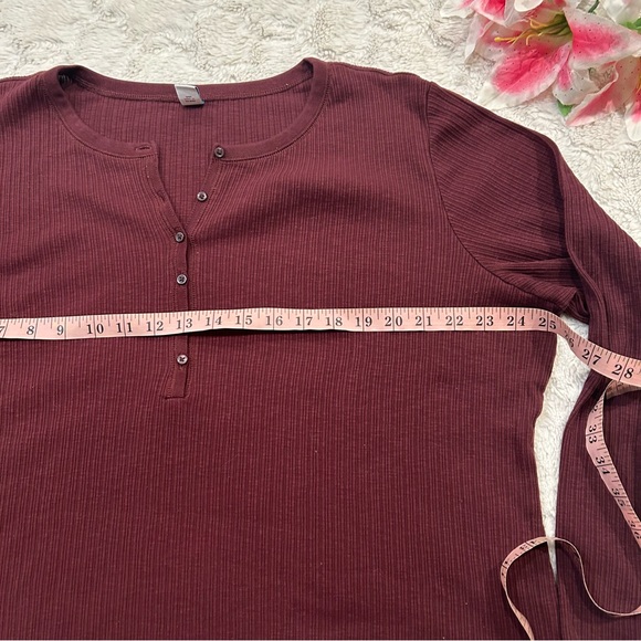 Old Navy - Maroon Ribbed Long Sleeve Long Sleeve 3/4 Sleeve Henley XXL - Picture 4 of 9